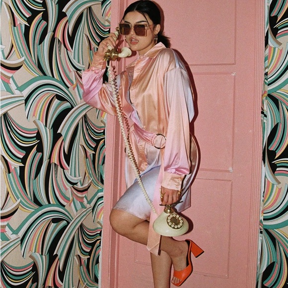 SUNRISE TIE UP MINI DRESS ORANGE MULTI - Picture 2 of 5